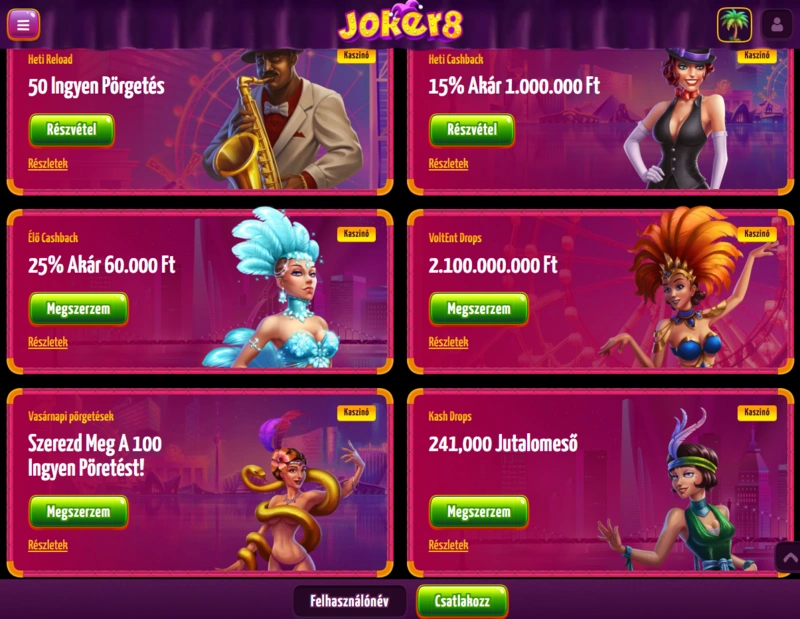 joker8 bonuses page