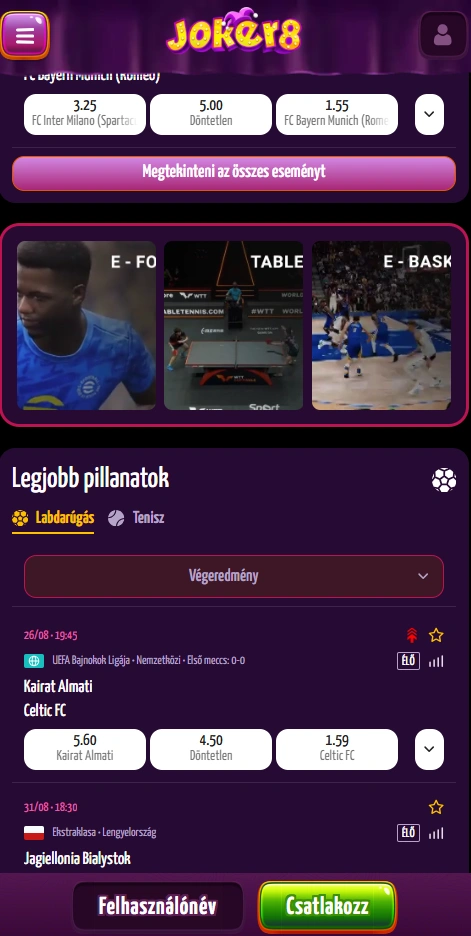 joker8 mobile sports page