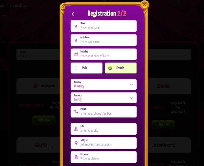 joker8 registration page